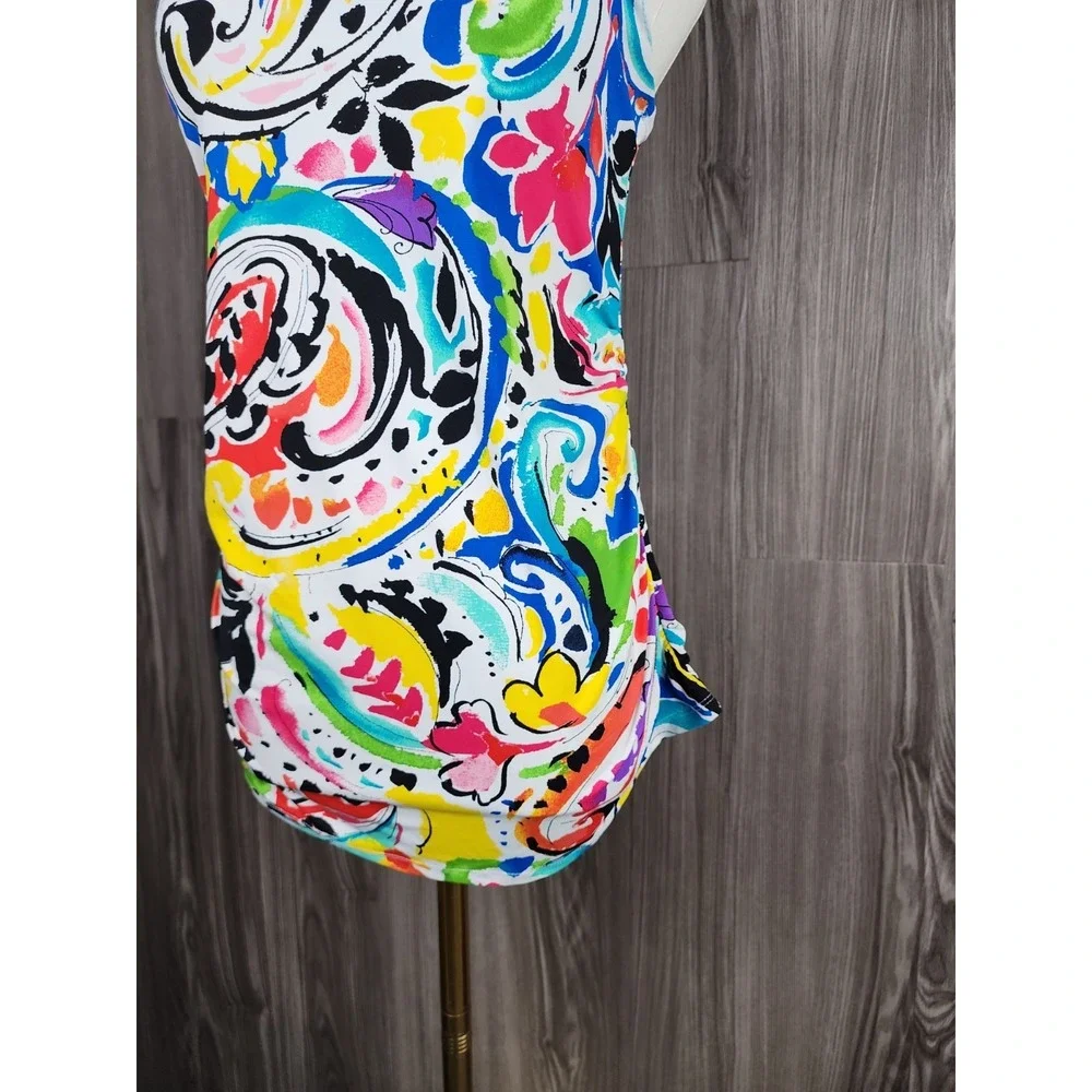 Anne Cole Signature Paisley Floral Watercolor Swimsuit Top with built in bra XL - Picture 2 of 7